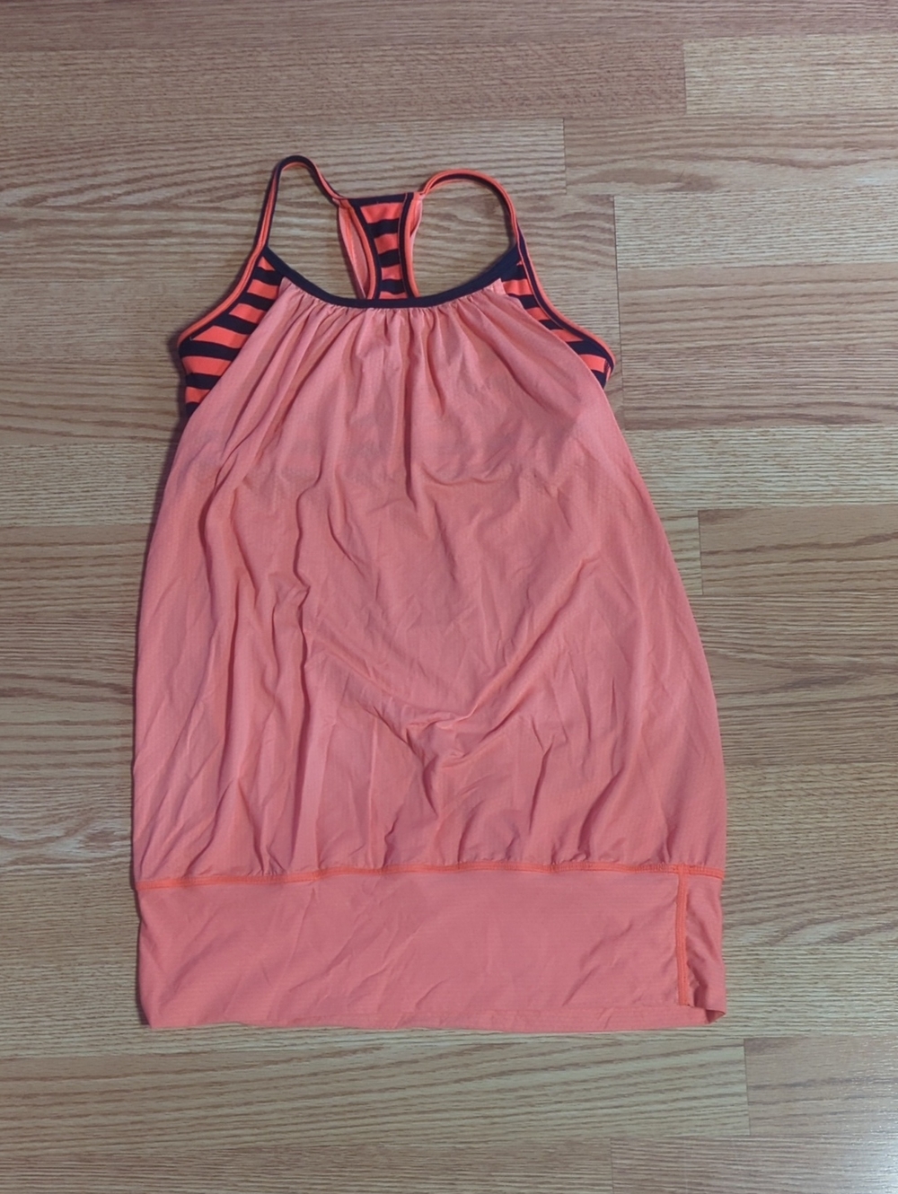 lululemon athletica Coral Tank with Navy Stripe Back